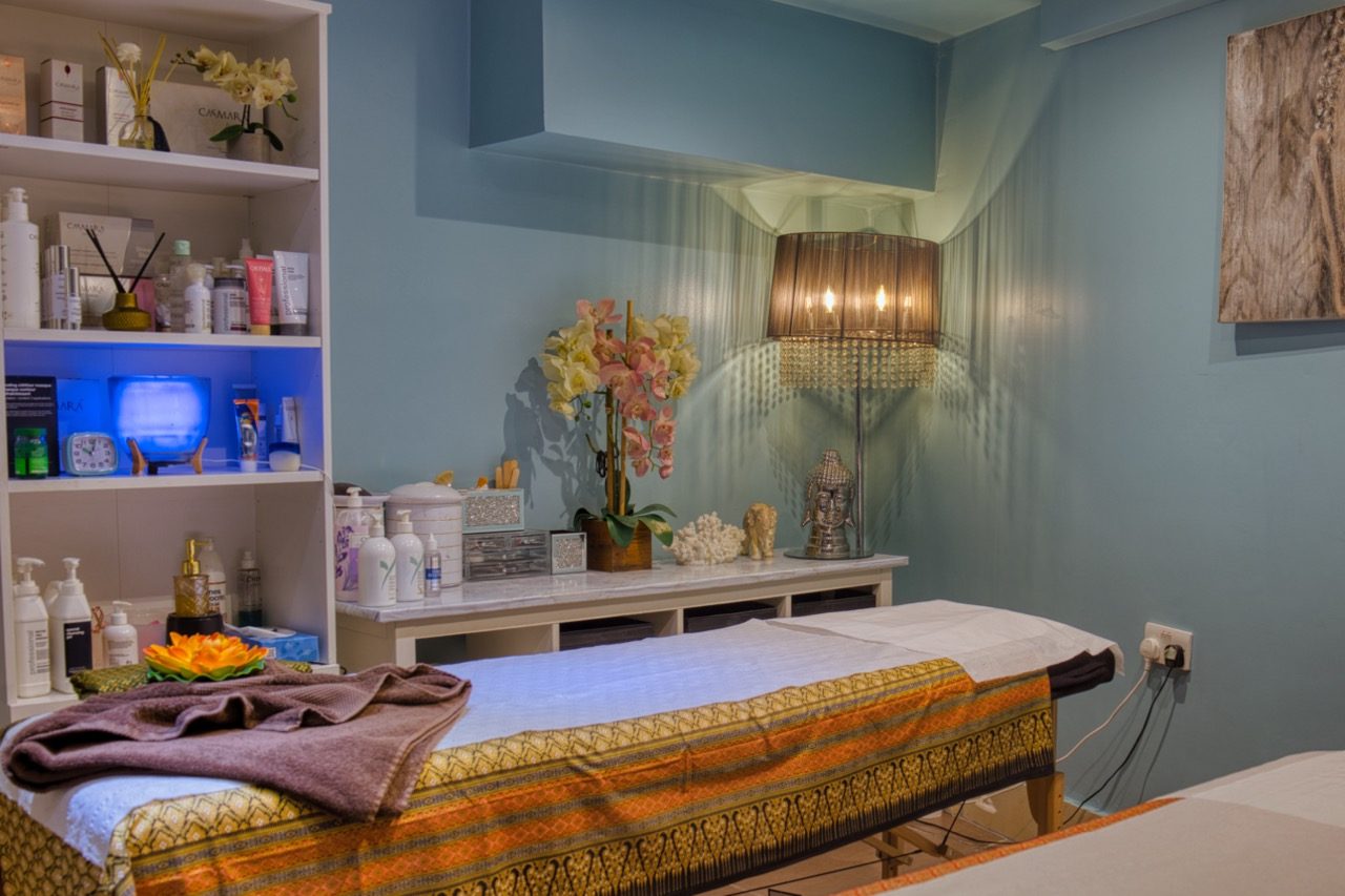 Blue massage room at Anta Senses