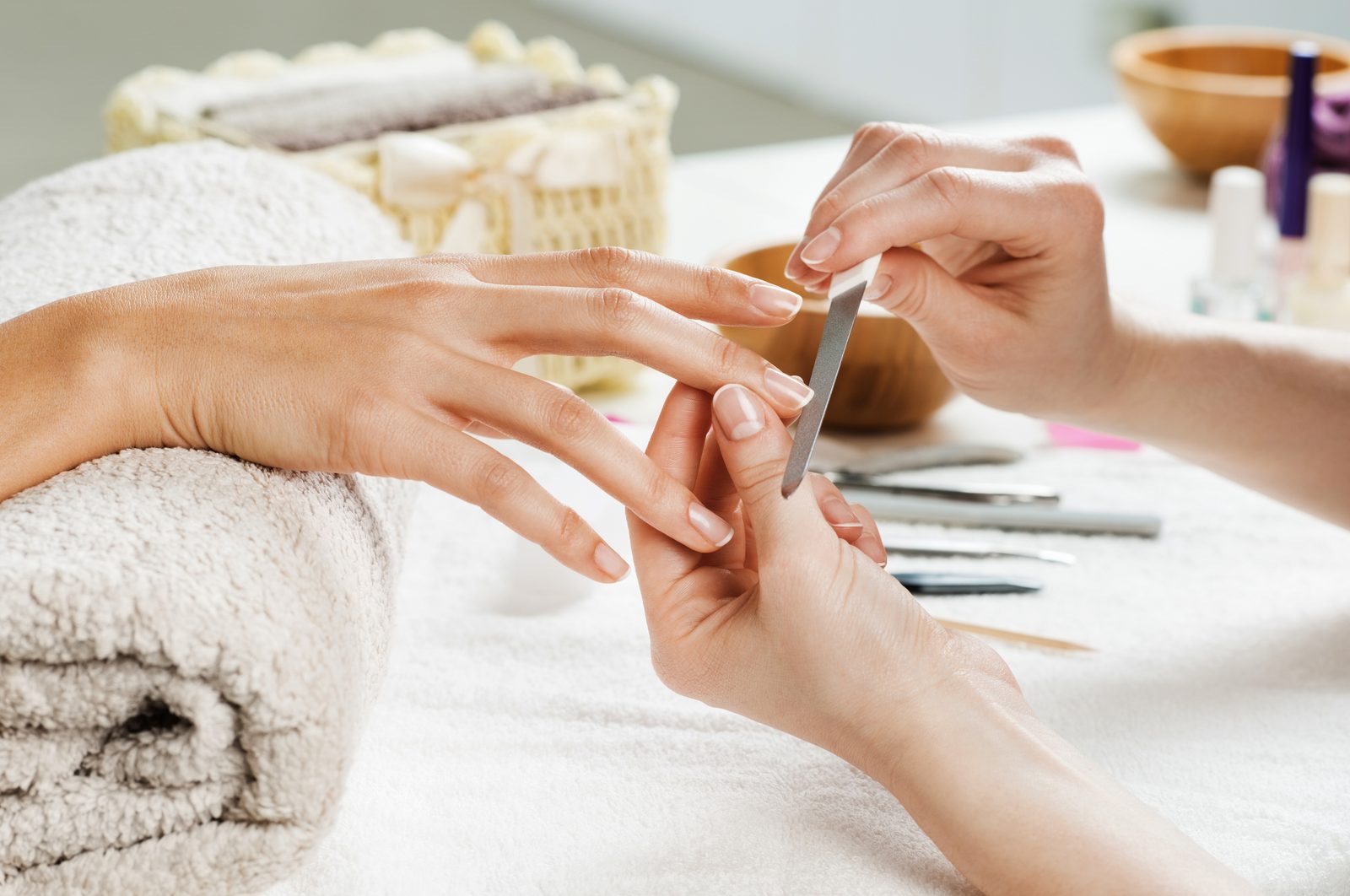 Manicure in progress at Anta Senses